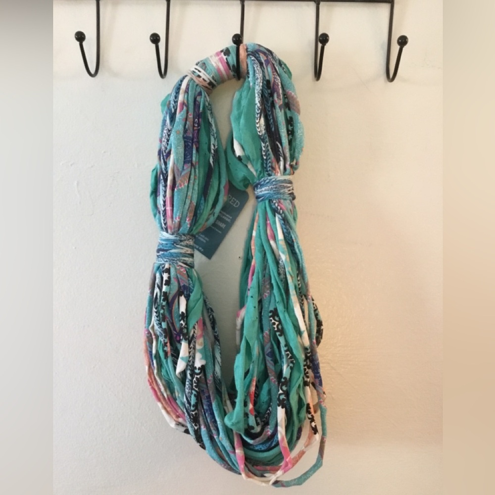 Roxie Shred Multicolor Infinity Scarf - Teal Mix